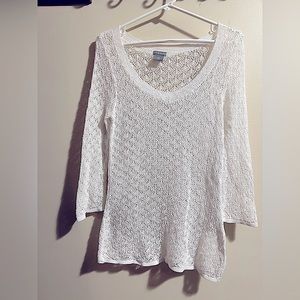 Ann Taylor White crochet knit style top